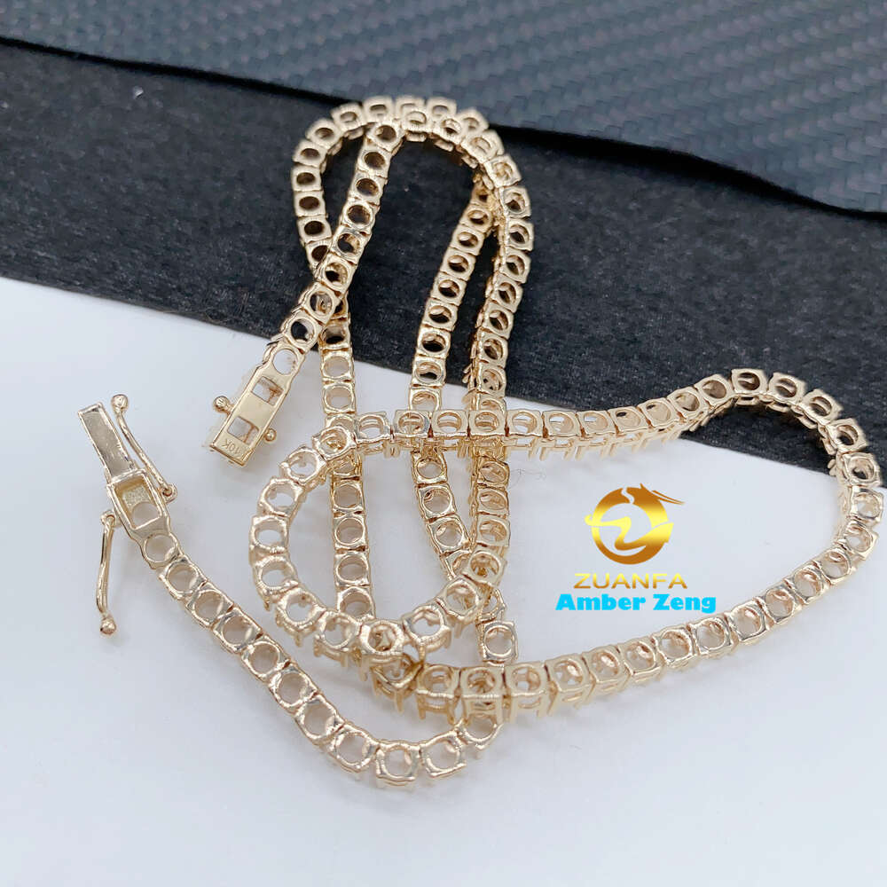 Price 3mm Real Solid Gold 10k Tennis Chain Necklace Without Stone