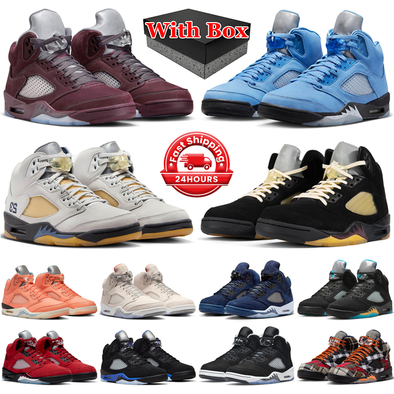 With box 5s basketball shoes men women UNC University Bury Georgetown Aqua Dusk Dawn Racer Blue Moonlight mens trainers outdoor sports sneakers