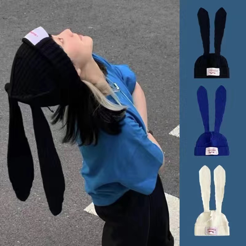 Kpop Knitted beanie Street bucket Ear Hendery Cat Hat Cute Same Leeknew Lov Hyu fitted hat