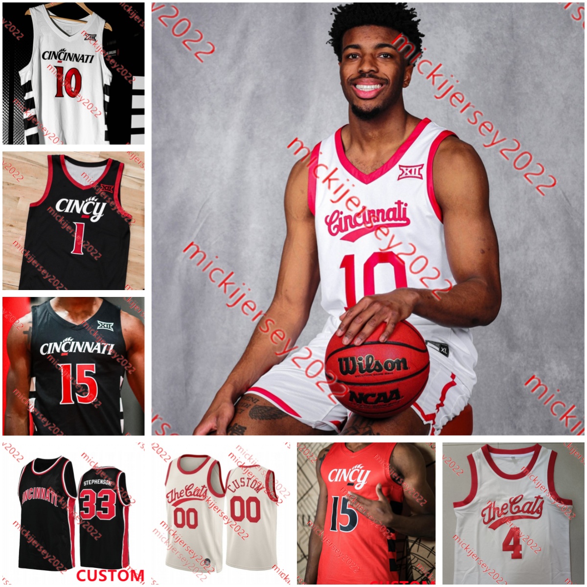Cincinnati Bearcats Basketball Jersey Lance Stephenson Gary Clark Jarron Cumberland Kenyon Martin Oscar Robertson Mens Youth Custom Stitched Cincinnati Jerseys