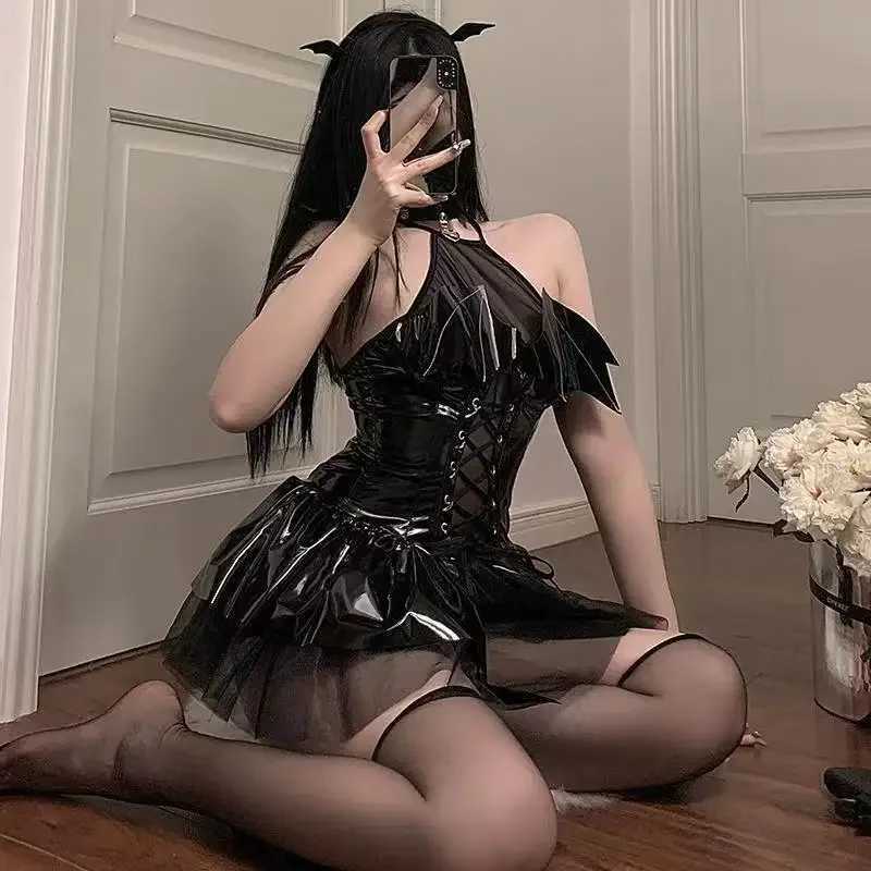 Sexy Set Sexy Lingerie Bright PU Sexy Dress Mesh Perspective Dress Uniform Dressing Cosplay Set Sex Underwear Sexy Catsuits Woman