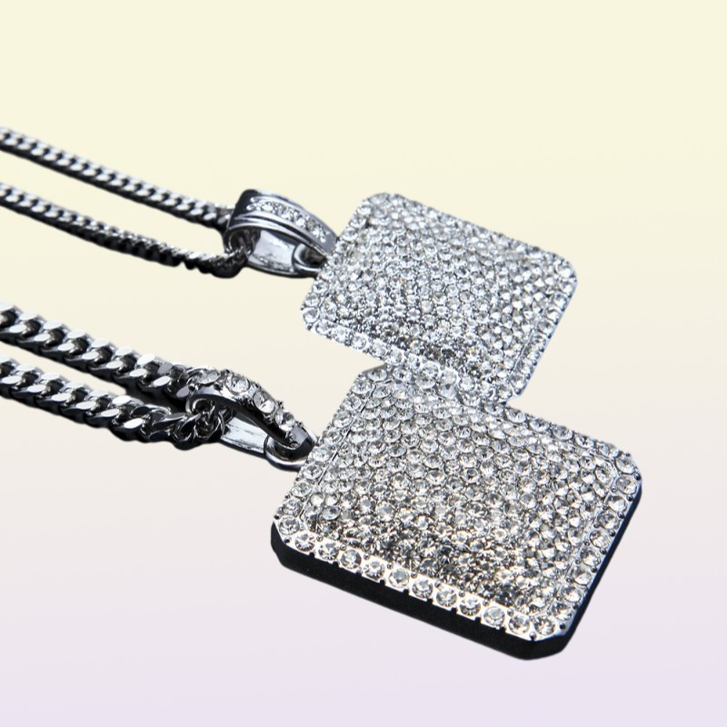 Mens Gold Cuban Link Chain Fashion Hip Hop Jewelry with Full Rhinestone Bling Bling Diamond Dog Iced Out Pendant Necklaces