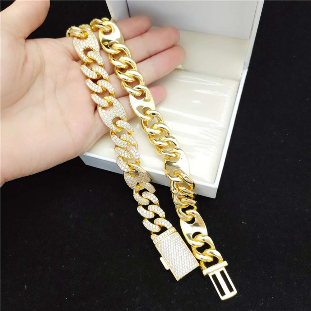 Miami Cuban Link Chain Necklace Gold Plated for Men Hip Hop