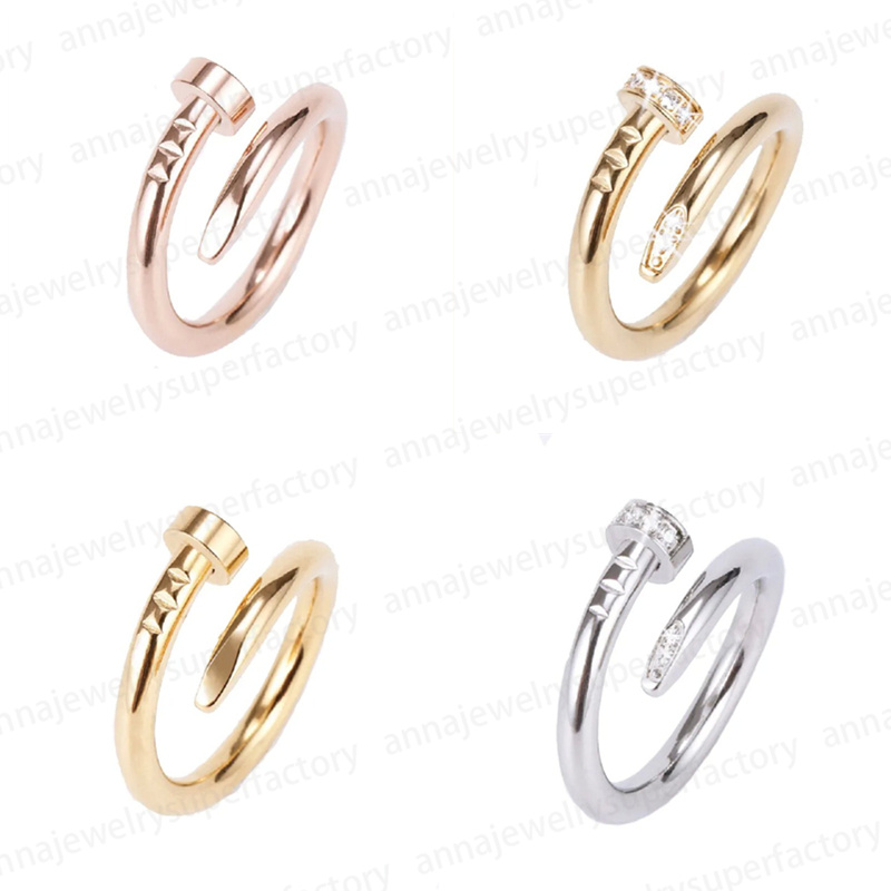 new Designer Love Rings for Womens men Titanium Steel Nail Ring Casual Ladies Gift With CZ Diamond fashion Luxury Jewelry gift