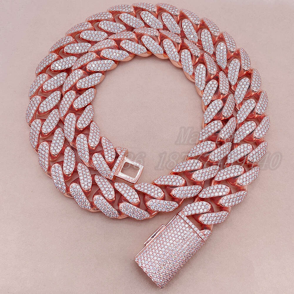 in Stock 18mm Pass Diamond Tester Vvs Moissanite Men Necklace Silver 925 Fine Hip Hop Jewelry Heavy Miami Cuban Link Chain