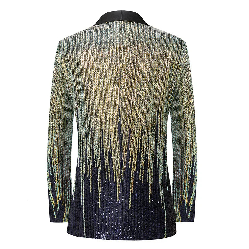 Fashion Mens Jacket Meteor Gradient Sequins Suit Coat Stage Performance Host Wedding Only Blazer 240126