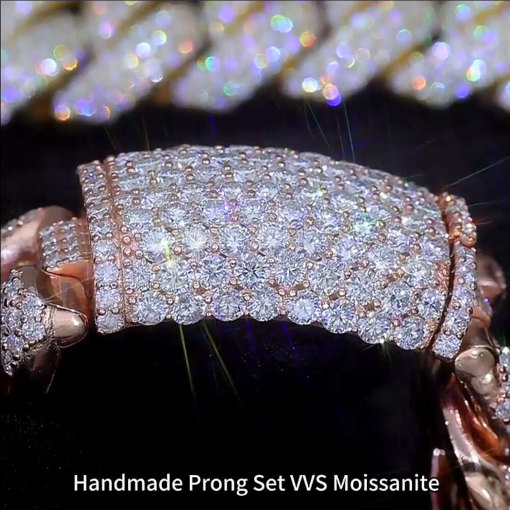 bracelet necklace mossanite Factory Price 20mm Luxury Cuban Link Chain Vvs Moissanite Hip Hop Jewelry Iced Out Bracelet