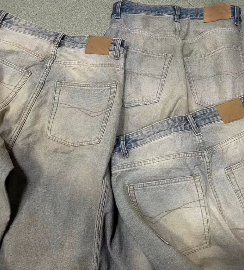 Bale Washed Grey Oversized Fit Men Oversized Jeans With Wide Leg Flared Pants Men Loose Causal Jeans