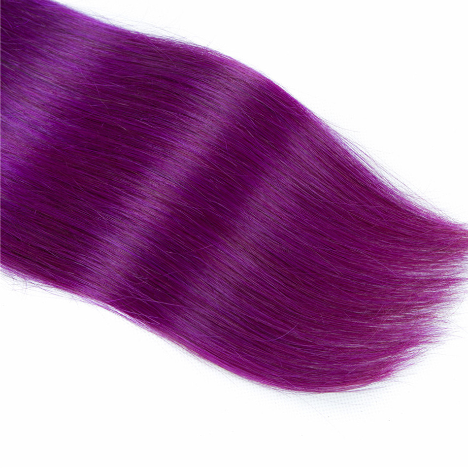 Ombre 1B/Purple Brazilian Straight Human Remy Virgin Hair Weaves 100G/Bundle Double Wefts 3Bundles/Lot