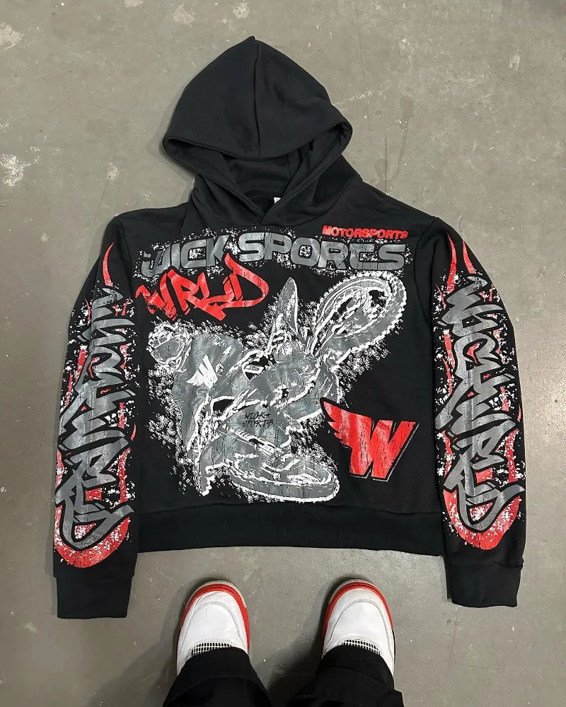 American street lettering Print hoodie Winter Men y2k Goth Harajuku Vintage hoodie couple casual loose fashion sweatshirt 240131