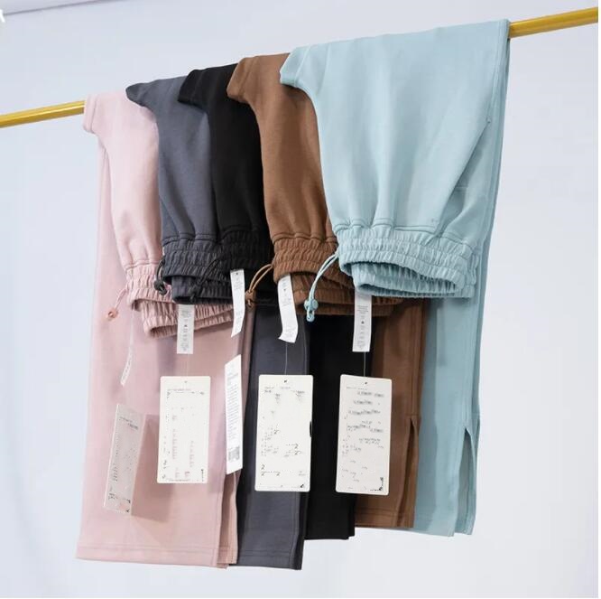 LU-1460 Yoga Softstreme Pants Split-Hem Long Ladies High Waist Soft Fabric Straight Jogger Trousers Shows Legs Yoga Fitness Pants