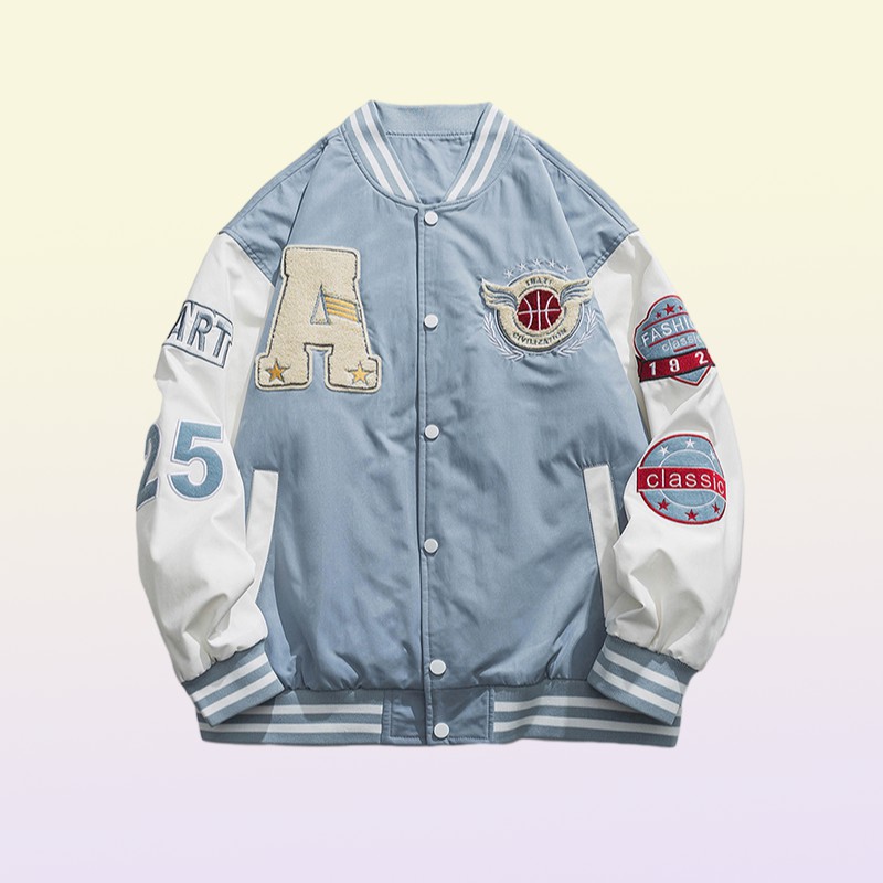 Mens Jackets Thin Light Letterman A Embroidery Patchwork Stadium Award University Men Baseball Bomber Jacket Unisex Women Varsity