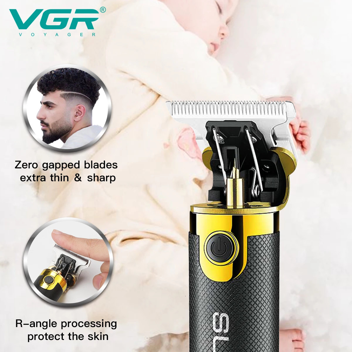 VGR Hair Trimmer T9 Mens Electric Hair Clipper Professional Hair Cutting Machine T9 Metal Shell Barber Trimmer for Men V-082 240119