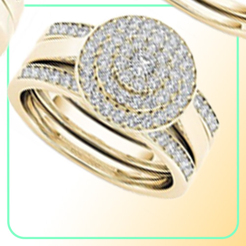 Crystal Female Big Zircon Stone Ring Set Fashion Gold Silver Bridal Wedding Rings For Women Promise Love Engagement Ring