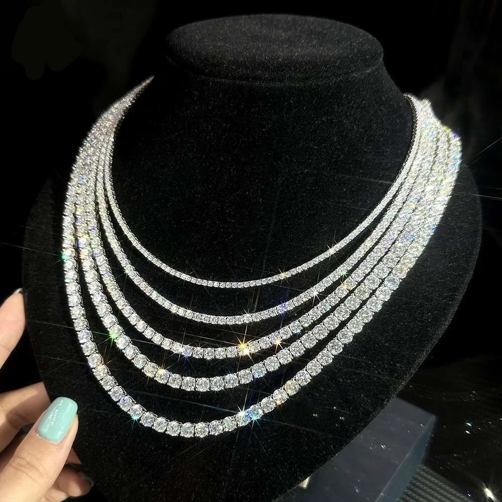 Necklace Tennis Chain bracelet Hip Hop Jewelry Pass Dia Tester 6mm vvs moissanite iced out cuban chain for men women