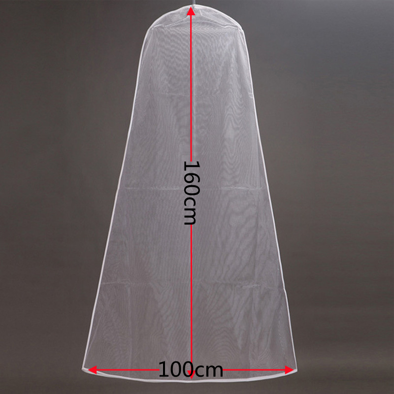 Illusion White Crystal Gauze Wedding Dress Dust Cover Long Wedding Gown Bag Dustproof Breathable transparent