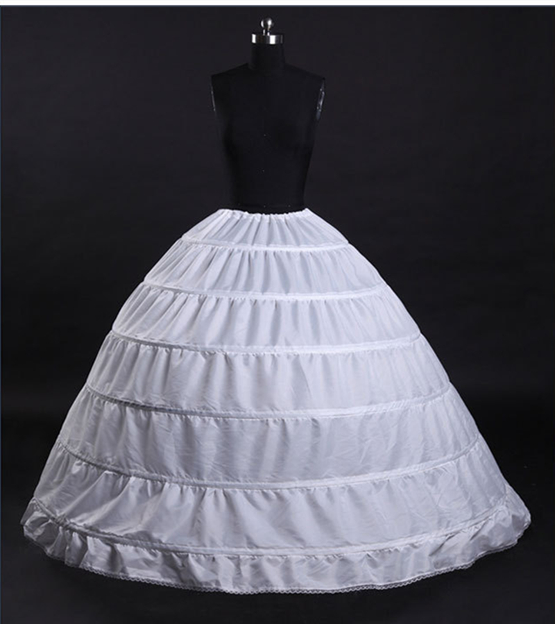 White 6 Hoops Ball Gown Petticoats For Wedding Dress Skirt Long Puffy Crinoline Underskirt For Gothic Red Black Petticoat
