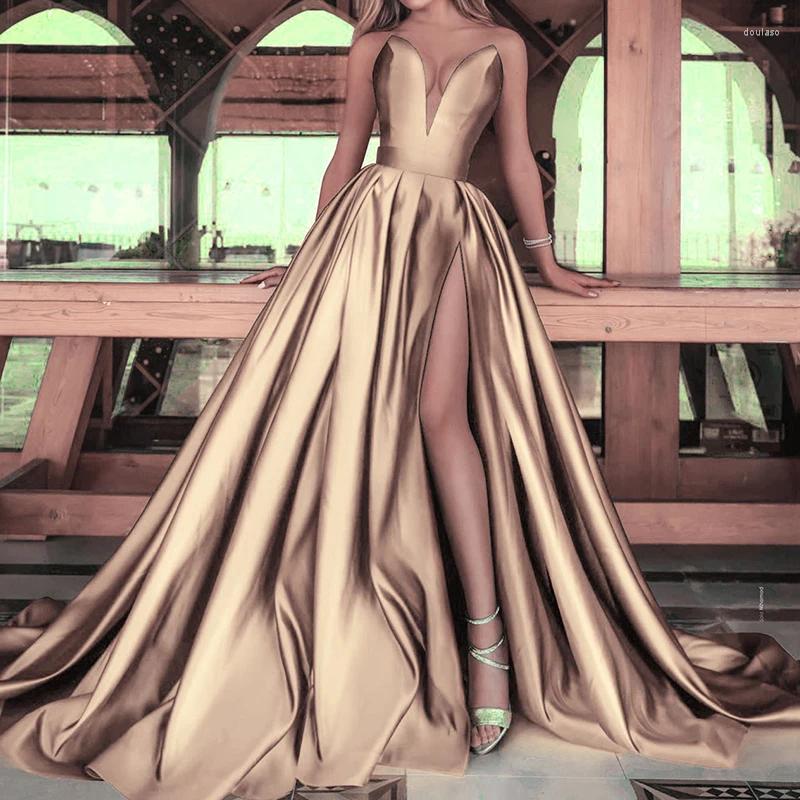 Casual Dresses Elegant Wedding Dress Chic Women Gowns Fold Party Spring Summer Off Shoulder High Split In Special Ocn Free shipping