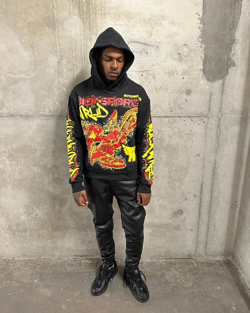 American street lettering Print hoodie Winter Men y2k Goth Harajuku Vintage hoodie couple casual loose fashion sweatshirt 240131