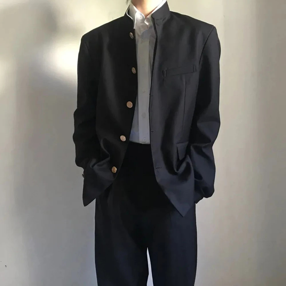 Japanese College Uniform Jacket Stand-up Collar Suit Jacket Top Mens Spring Summer College Wind Trend Men Coat School Uniform 240126