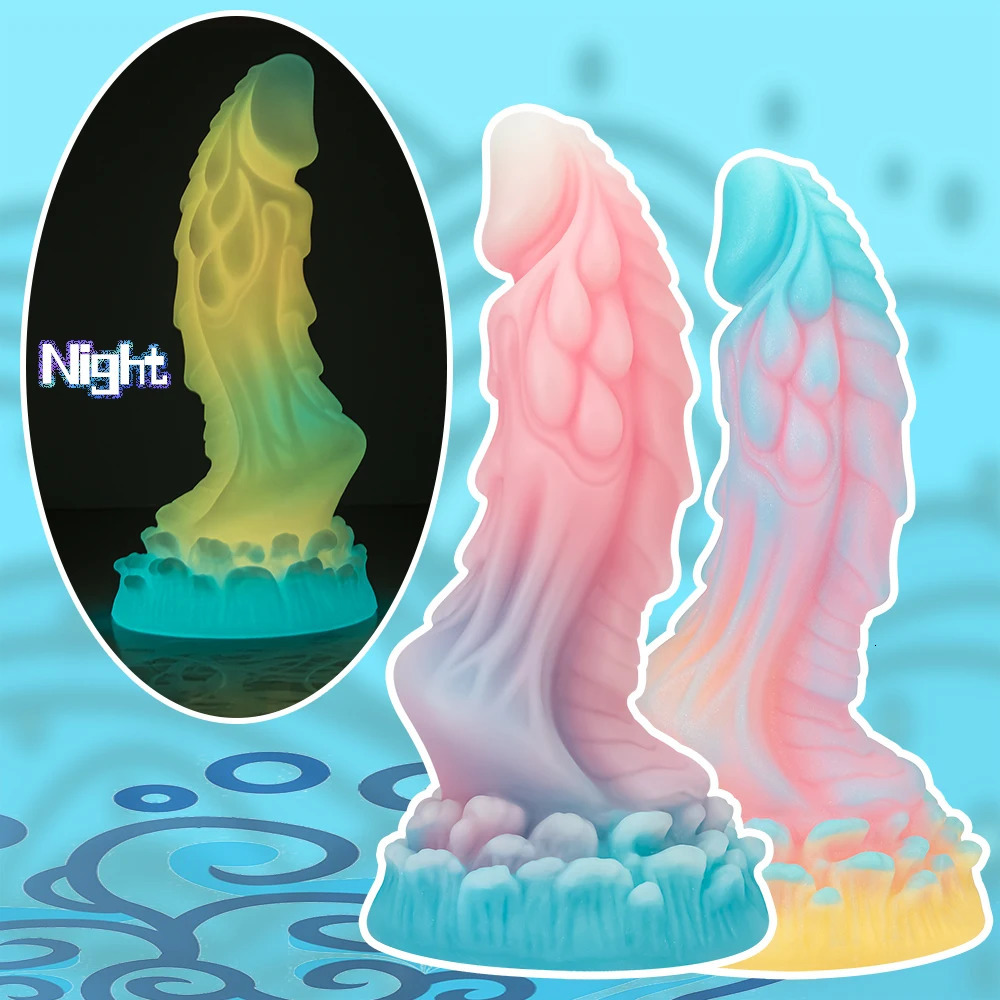 Luminous Huge Dildos Anal Butt Plug Dragon Monster Dildo G-spot Masturbation Suction Cup Soft Silicone Adult Sex Toys for Women 240129