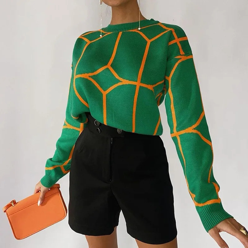 Knitted Pullover Oneck Thick Women s Sweater Casual Long Sleeve Loose Blouse Autumn Winter Female Tops 240130