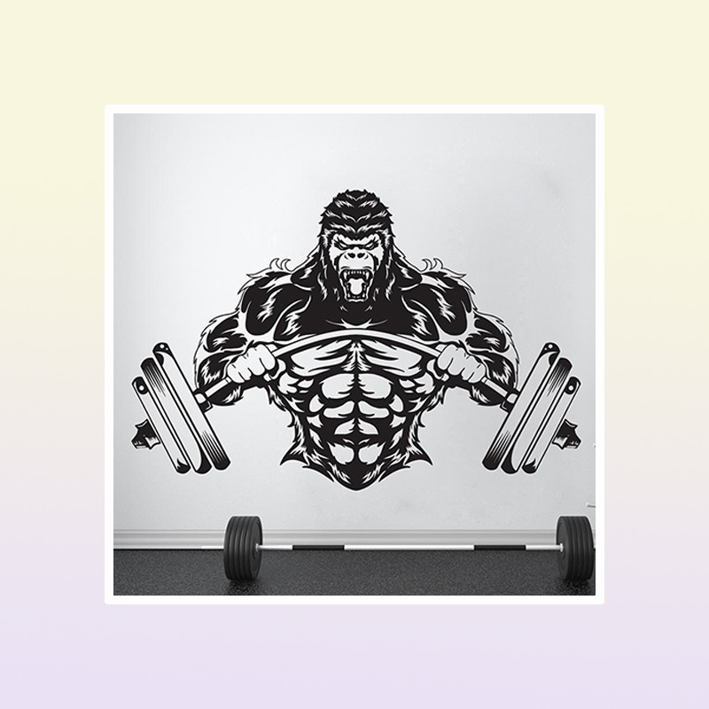 Gym Wall Decal Custom Fitness Decor Workout Art Sticker Gorilla Gym Quote Stickers Motivation Crossfit A732 2103082836018