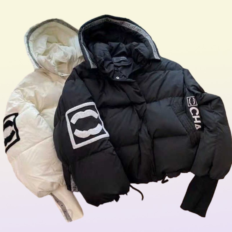 Womans Designer Down Jacket Autumn And Winter Women Puffer Jackets Coat Embroidery C Lapel Hooded Zipper Casual Short Smal