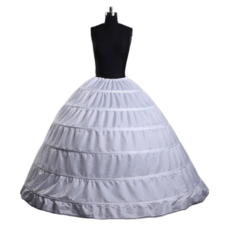 White 6 Hoops Ball Gown Petticoats For Wedding Dress Skirt Long Puffy Crinoline Underskirt For Gothic Red Black Petticoat