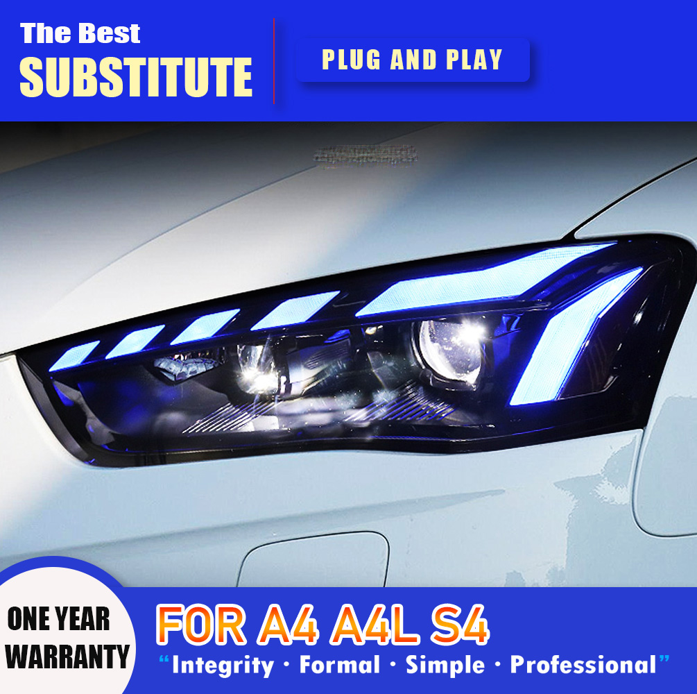 Car Accessories Front Lamp For Audi A4 A4L S4 LED Headlight Assembly 13-16 DRL Daytime Running Light Streamer Turn Signal Indicator