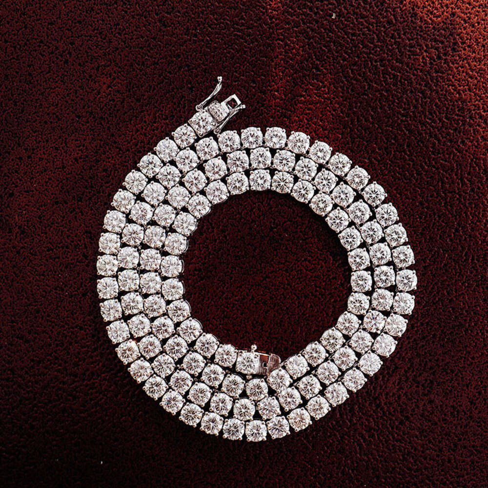 925 Sterling Silver Moissanite Diamond Chain 2mm-5mm Iced Out Vvs Diamond Solid Pave Setting Tennis Chain for Christmas Gift