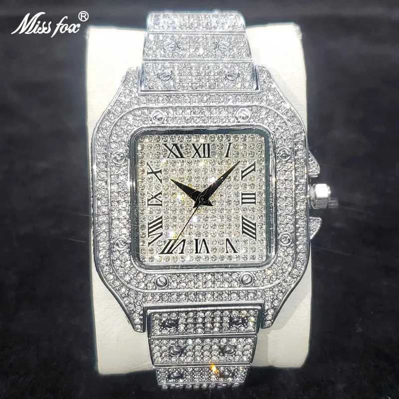 Other Watches Classic Square Watch Luxury Full Diamond High Quality Quartz Watches Men Top Brand Original Iced Out Hip hop Male Clock Hot Sale J240131