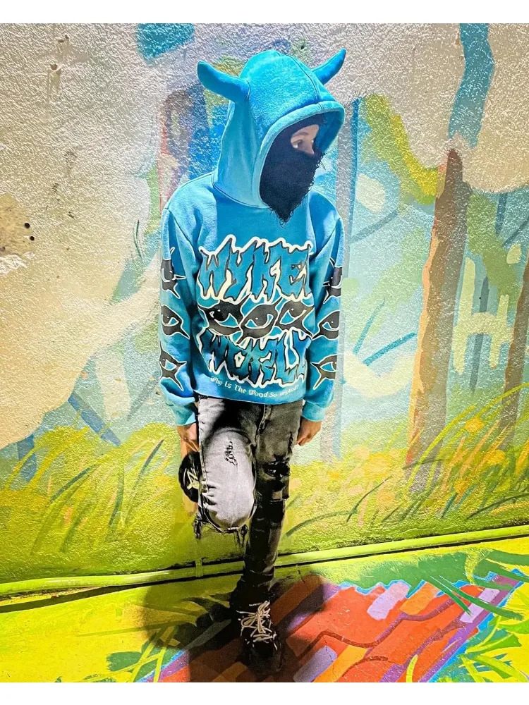 Y2k Fashion American Super Gothic Letter Printed Hoodies Men Street Retro Hip-hop Harajuku Colorful Couple Sweatshirts Coats 240131