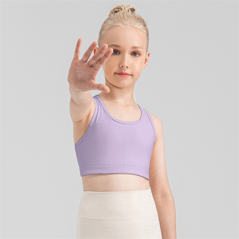 LM Kids Yoga Sports Bra Short Sleeve for Girls Tank Top reathable Seamless Quick Dry Children's Fintness Sports Summer T Shirt 33106
