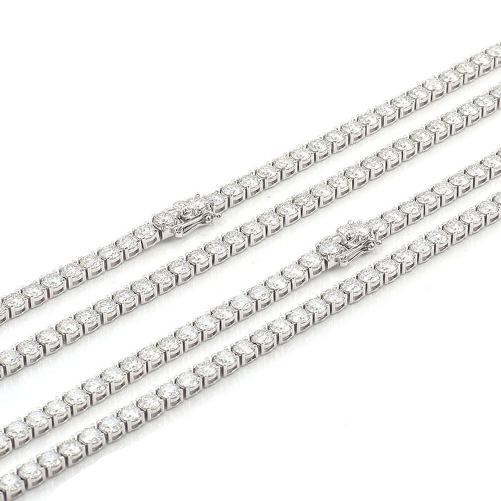 925 Sterling Silver Moissanite Diamond Chain 2mm-5mm Iced Out Vvs Diamond Solid Pave Setting Tennis Chain for Christmas Gift