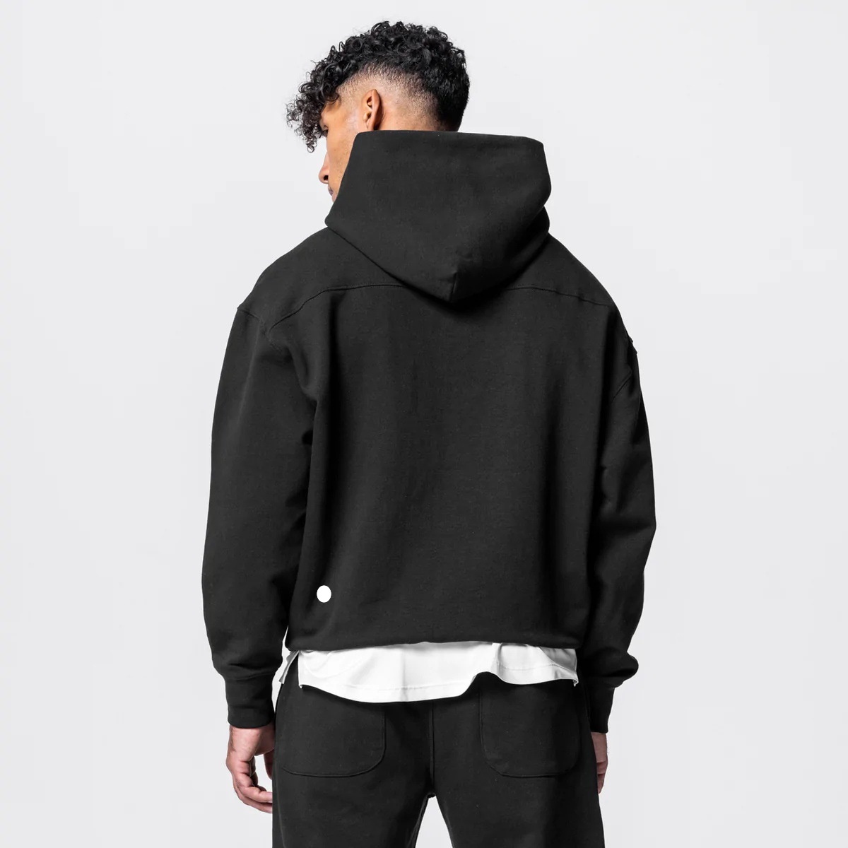 Mens Yoga Hooded + Sweatpant Outfit Sports Two-Piece Set Solid Color Sweater Sports Pants With Pockets Outwear 320