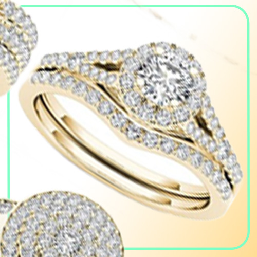 Crystal Female Big Zircon Stone Ring Set Fashion Gold Silver Bridal Wedding Rings For Women Promise Love Engagement Ring