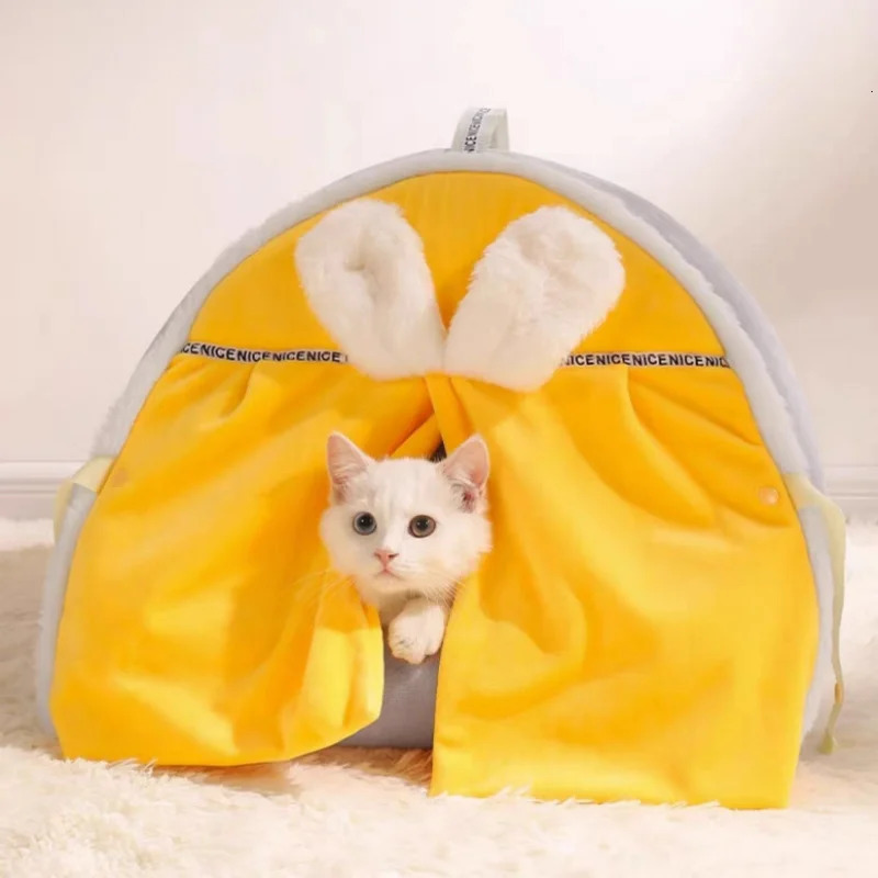 Winter Warm House Super Soft Comfortable Sleeping Cave Thick Cute Little and Dog Tent Windproof Cat Bed Nest Pet Supplies 240131