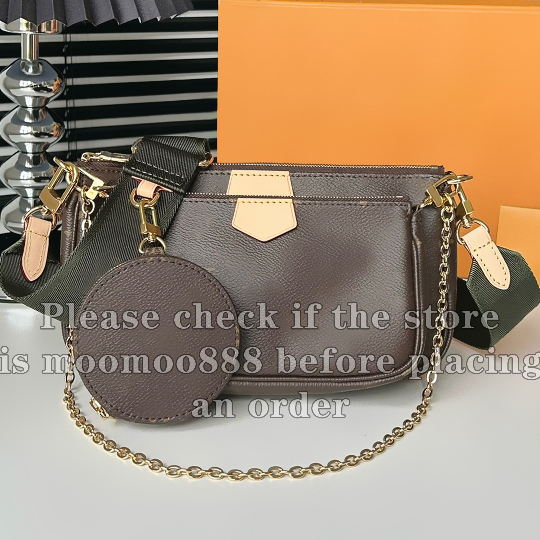 12A All-New Mirror Quality Designer 5 Pieces Multi Pochette Bag Luxurys Womens Canvas Small Handbags Crossbody Shoulder Gold Chain Strap Bags & Coin Purse Wallet