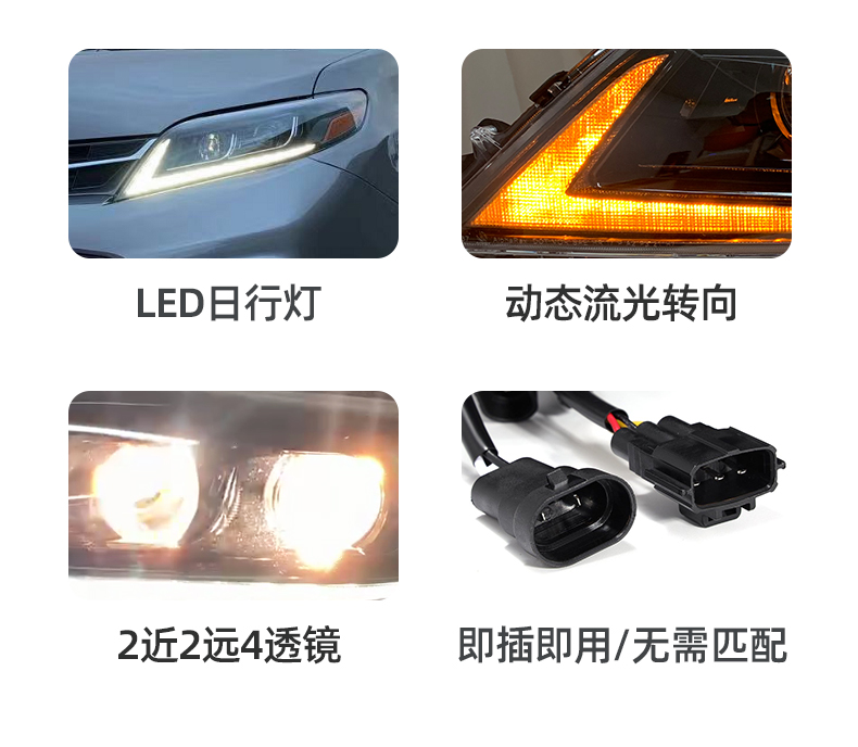 Front Lamp DRL Daytime Running Light Streamer Turn Signal For Toyota Sienna LED Headlight Assembly 11-19 Car Accessories