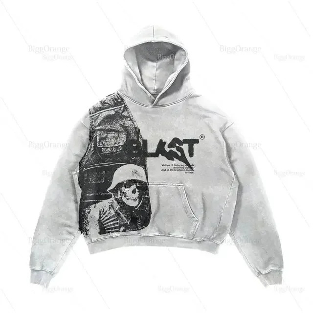 Y2k Skull Print Hoodie Streetwear Harajuku Oversized Skull Vintage Couples Sweatshirt Goth High Quality top Hoodies Men Clothing 240131