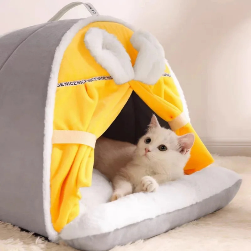 Winter Warm House Super Soft Comfortable Sleeping Cave Thick Cute Little and Dog Tent Windproof Cat Bed Nest Pet Supplies 240131