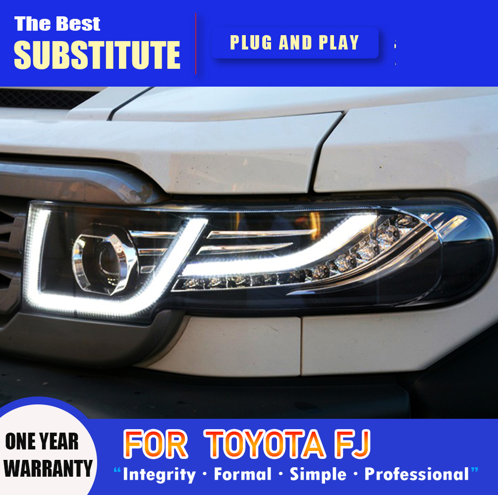 For Toyota FJ Cruiser LED Headlight Assembly 07-16 Dynamic Streamer Turn Signal Indicator Daytime Running Light Car Accessories Front Lamp