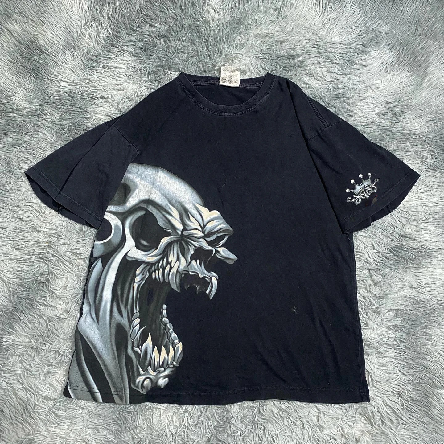 JNCO T Shirt Y2k Hip Hop Skull Print Oversized Tshirt Black Tops Men Women Harajuku Punk Rock Gothic Short Sleeved Shirt 240129