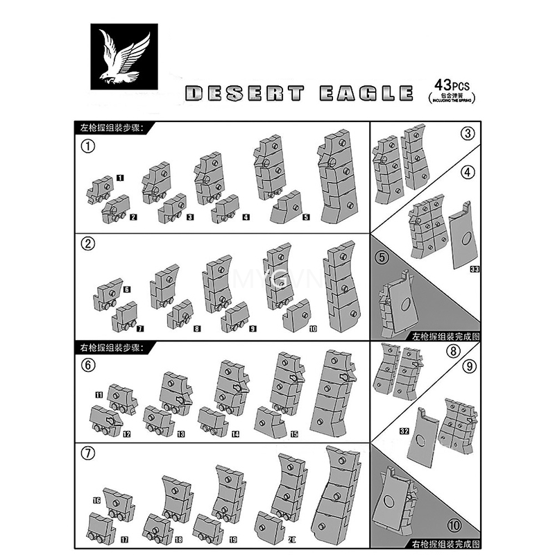 Desert Eagle 1:10 Kids Assembling Building Block Bricks Pistol Educational Assembled Plastic Model For Birthday Gift Children Toy Gun
