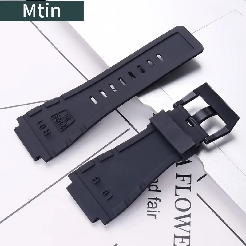 Rubber strap men's pin buckle watch accessories For Bell Ross BR01 24mm outdoor sports waterproof wristband ladies Watchbands 240124 - view 3
