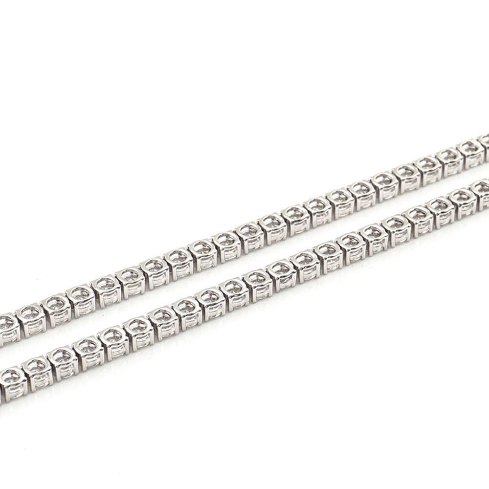925 Sterling Silver Moissanite Diamond Chain 2mm-5mm Iced Out Vvs Diamond Solid Pave Setting Tennis Chain for Christmas Gift