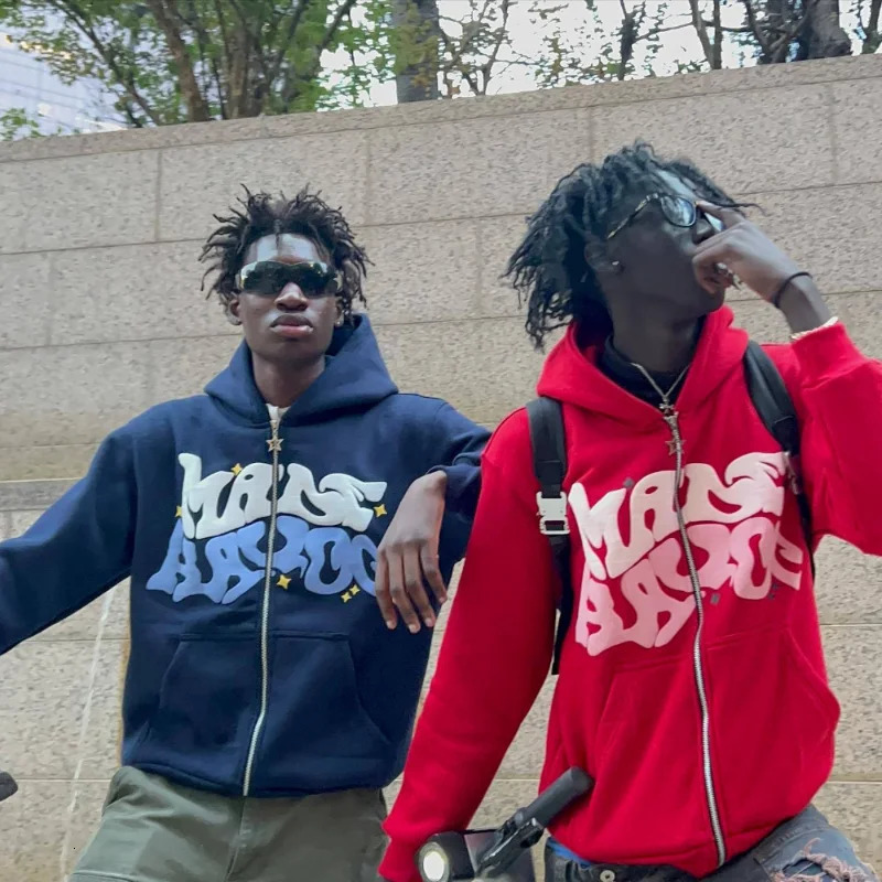 American Vintage Letter Printing Gothic Zipper Hoodie Men Y2K Street Hip Hop Sweatshirt Couple Loose Harajuku Hoodie 240131