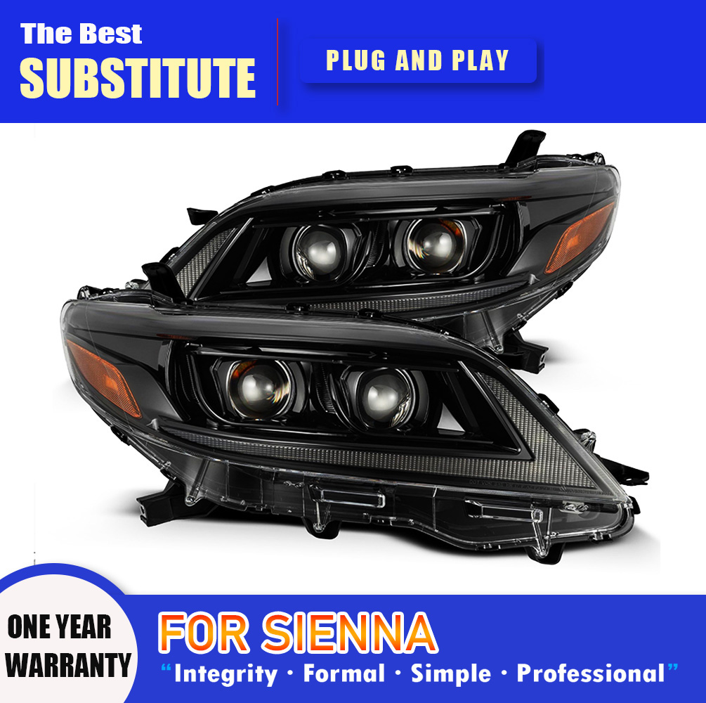 Front Lamp DRL Daytime Running Light Streamer Turn Signal For Toyota Sienna LED Headlight Assembly 11-19 Car Accessories