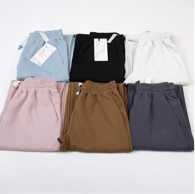 LU-1460 Yoga Softstreme Pants Split-Hem Long Ladies High Waist Soft Fabric Straight Jogger Trousers Shows Legs Yoga Fitness Pants